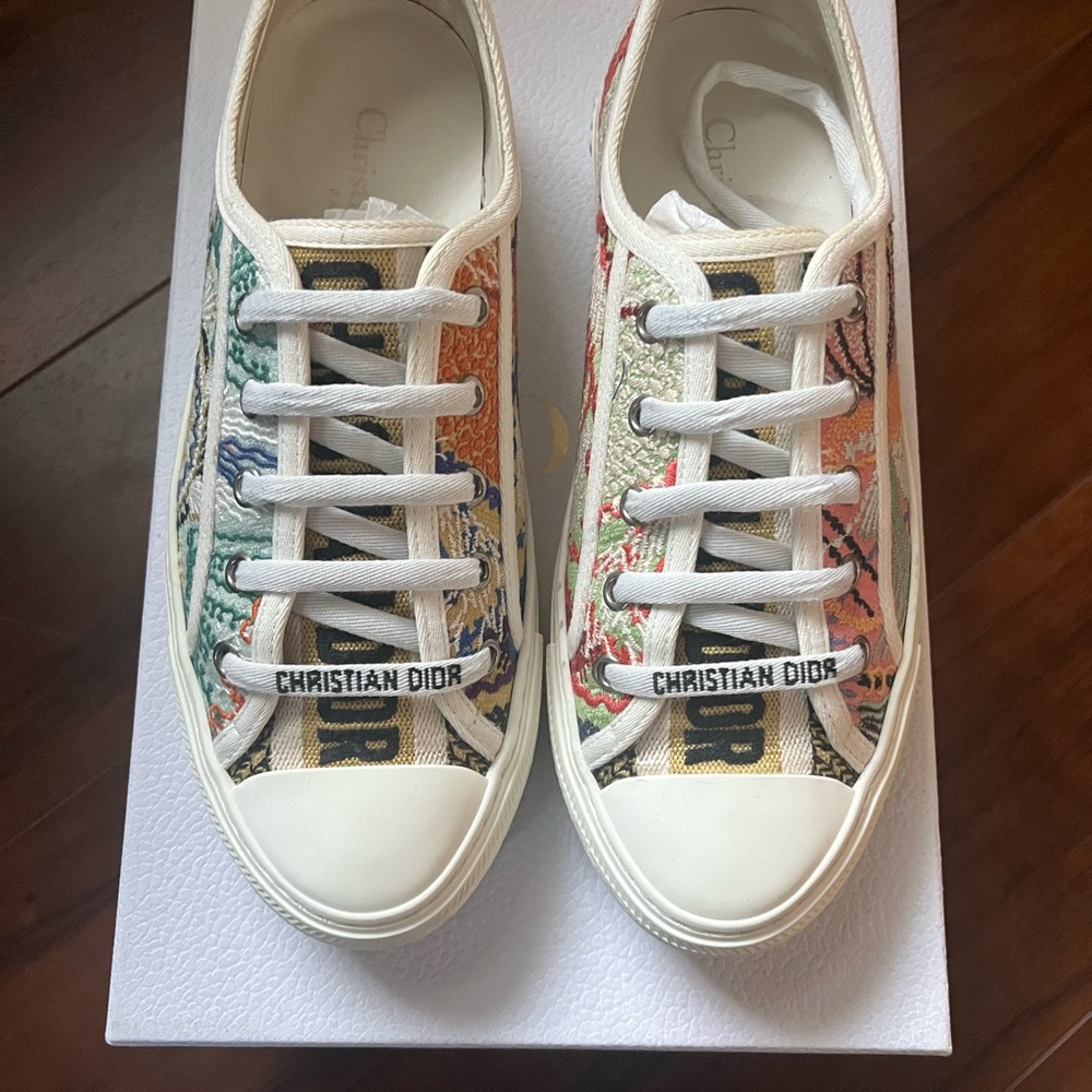 Dior Off-White Canvas Sneakers with Rubber Sole